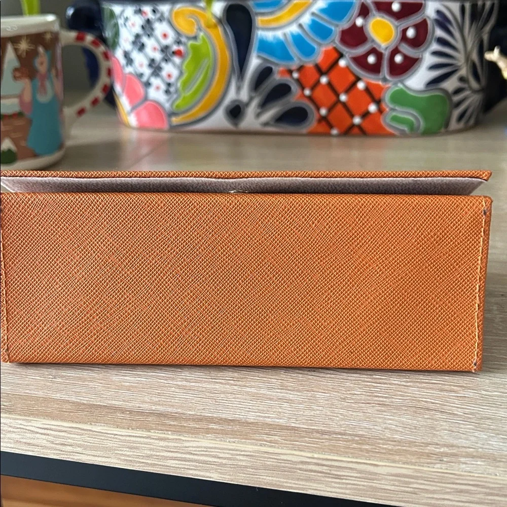 Tory Burch Saffiano Orange Leather Eyeglasses Sunglasses Case